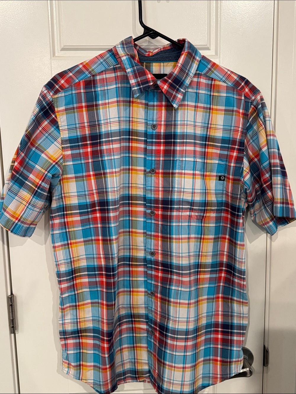 Marmot Men's Plaid Short Sleeve Button-Front Shirt L